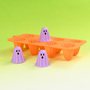 Moule d'Halloween en Silicone pour Cuisson Personnalisée <span class=keywords><strong>de</strong></span> Bonbons au <span class=keywords><strong>Chocolat</strong></span> Glaçon Citrouille Fantôme Chauve-Souris Crâne Sorcière Chat Cercueil Pierre Tombale Araignée - Product Image 3