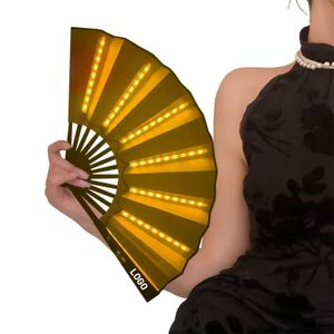 Factory Price Plastic Portable Led Light <b>up</b> 5 Folding Flap Hand Held <b>Fan</b> for Wholesale - Product Image 3