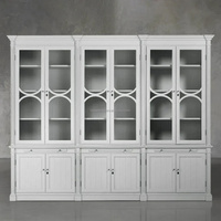 Bibliothèque Modulaire Prestigieuse en Bois Massif Français, Vitrine Arquée pour Villa, Armoires de Rangement, Buffets de Salle à Manger, Vitrines d'Exposition