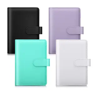 Wholesale pu leather money binder organizer 6 ring loose leaf budget binder planner office school a6 binder with cash envelop