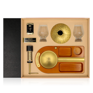 GUEVARA Juego de Accesorios de Lujo de Madera y Latón Duradero para Cigarros: Cenicero, Portavasos para Whisky, Cortador de Cigarros y Encendedor de Antorcha - Product Image 5