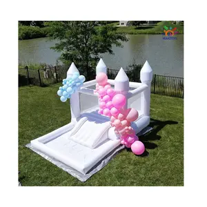 2024 Commercial Full PVC Bouncy White Bounce House Inflatable Wedding Bouncer Castle with Ball Pool Pit