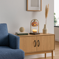 Lampe de table décorative faite à la main avec abat-jour en mosaïque de verre, diffuseur de cire en pot à intensité variable, chauffe-bougie