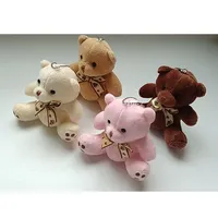 Vente en gros de mini porte-clés en peluche kawaii ours, décoration de sac, pendentif ours en peluche, jouets en peluche, porte-clés, poupées