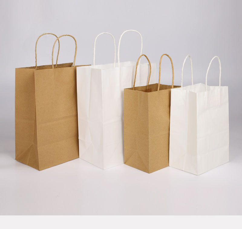 150gsm White Kraft Paper Bag With Handle Multi-color Gift Packing Kraft Paper Shopping Bag