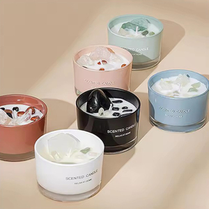 Lujo aromaterapia bougie piedras preciosas curación cristal perfumado cera de soja velas/velas con cristales dentro de <span class=keywords><strong>Candela</strong></span> Kerze Lilin - Product Image 5