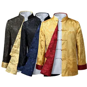 Tang Suit Chinese Shirt Style Jacket Collar Traditional Chinese Clothing for Men Silk Kungfu Cheongsam Top Hanfu Men Both Sides