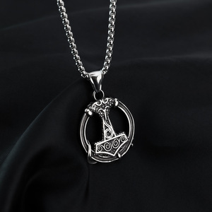 Viking Thor's Hammer Stainless Steel Pendant Necklace Men's Fashion Jewelry Gift <b>Dropshipping</b> Wholesale - Product Image 5