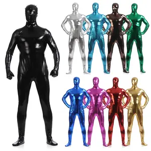 <span class=keywords><strong>Combinaison</strong></span> complète moulante en spandex brillant unisexe - Product Image 1
