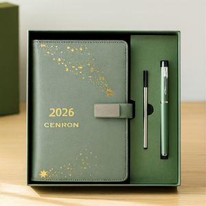 Set de Regalo Corporativo VIP 2026, Agenda de Cuero PU de Lujo con Cubierta Dorada, Bolígrafo con Logotipo Personalizado y Caja de Regalo - Product Image 2
