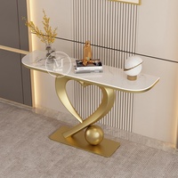 Console d'entrée en métal et dalle de roche, style italien, luxe léger, moderne et minimaliste, personnalisable, pour hôtel, appartement, salon