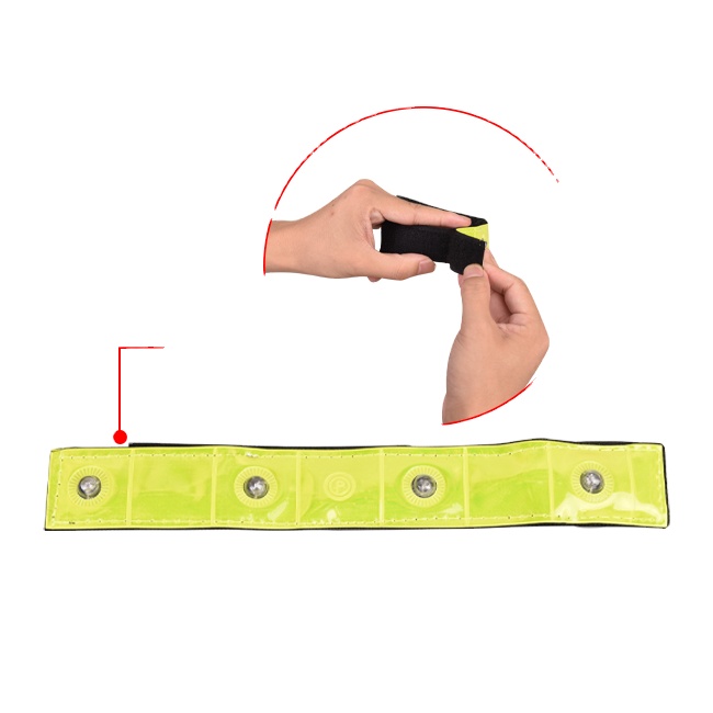 Персонализированная напечатанная логотип светодиодная повязка на запястье лента с 4 мигающими огнями для безопасности ночного бега