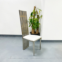 Nouvelle Chaise de Mariage de Luxe en Acier Inoxydable à Dossier Haut pour Salle de Réception, Hôtel et Bar Vertical