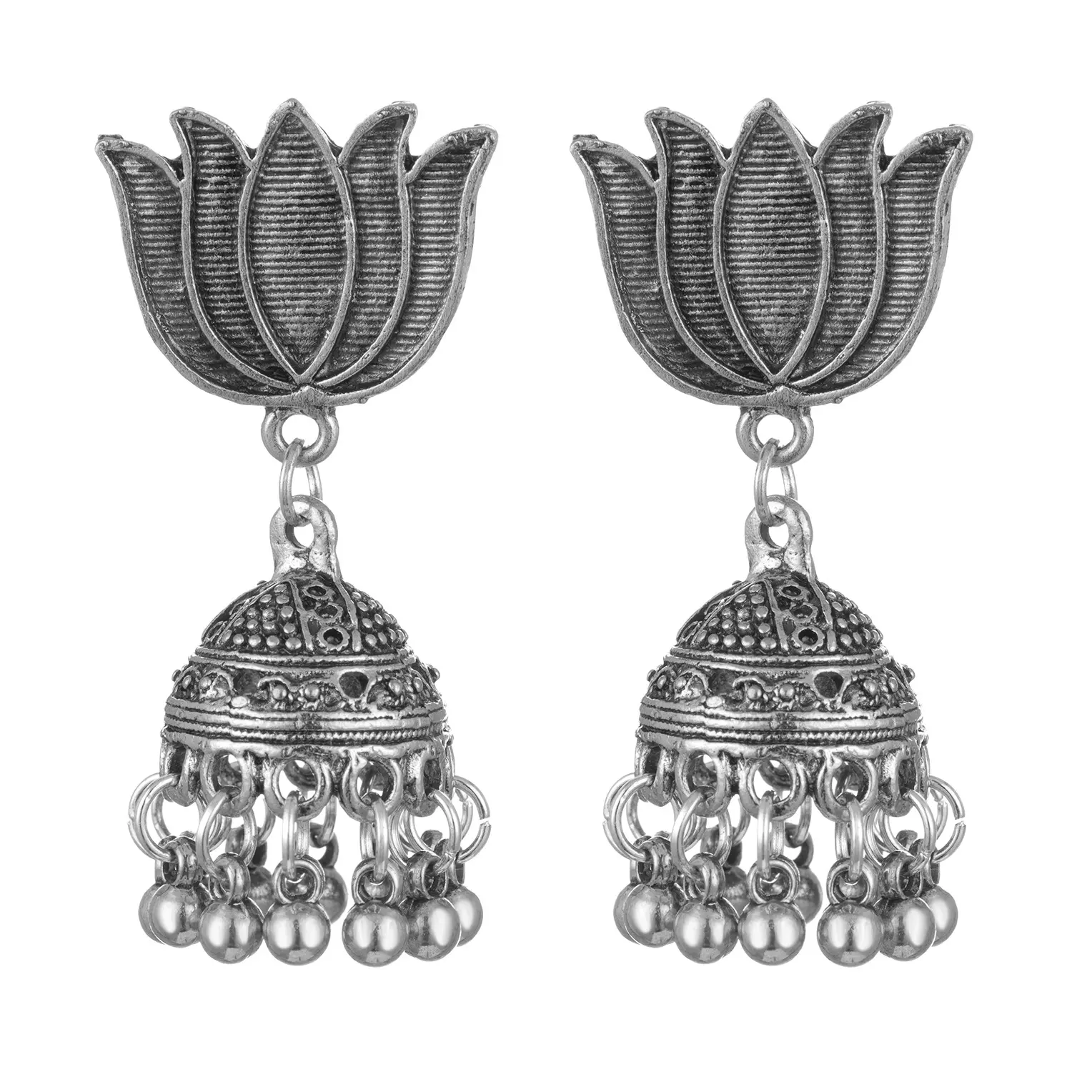 Groothandel Zilveren Bollywood Geoxideerd Vrouwen Sieraden Traditionele Etnische Gold Zware Indian Kundan Jhumka Oorbellen In Antieke Afwerking