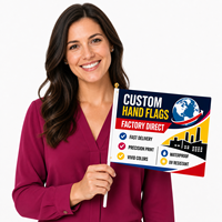 Drapeau à agiter personnalisé de forme carrée en satin premium 12x18 pouces pour campagne politique