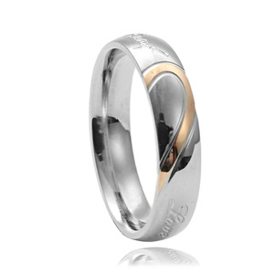 Titanium Steel Heart Shaped <b>Couple</b> <b>Rings</b> Unisex Wedding Jewelry 23006 - Product Image 5