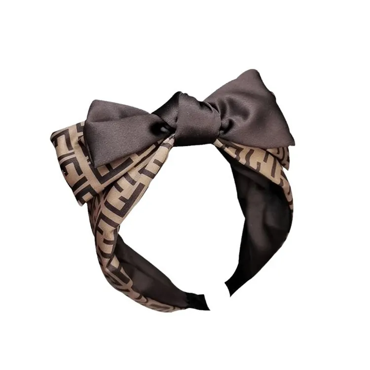 Retro Letter Printing Bow Knotted Headbands Sponge Customizable Colors Hair Hoops Headband Women Accessories