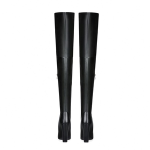 Bottes cuissardes sexy noires à talon haut et bout rond, avec fermeture éclair latérale, style européen et américain, pour femme, <span class=keywords><strong>taille</strong></span> 47 - Product Image 3
