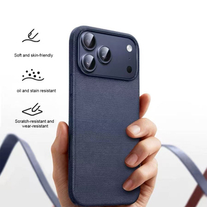 New Arrival Tech Fabric Magnetic Phone <strong>Case</strong> Slim Cover with Premium Woven Texture Phone <strong>Case</strong> for iPhone 18 17 16 Pro Max - Product Image 6