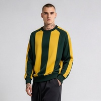 Pull à col rond pour homme, collection automne 2026, à rayures colorées, 100 % coton, coupe ample, respirant, séchage rapide, style décontracté streetwear