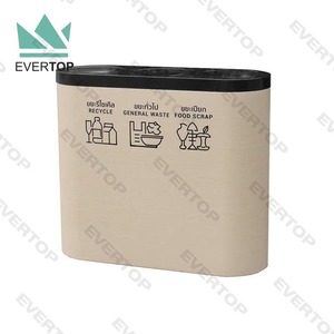 SD-55 Trong Nhà Ngoài Trời Thùng Rác Có Thể Chất Thải Phân Tập Hợp Mở Top Vòng Tái Chế Bin Thùng Rác Bin 3 Ngăn Chất Thải Bin Thép Không Gỉ - Product Image 1