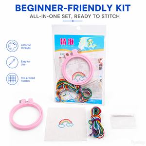 <span class=keywords><strong>Kit</strong></span> <span class=keywords><strong>de</strong></span> Bordado a Mano DIY, <span class=keywords><strong>Kit</strong></span> <span class=keywords><strong>de</strong></span> <span class=keywords><strong>Punto</strong></span> <span class=keywords><strong>de</strong></span> <span class=keywords><strong>Cruz</strong></span> Tradicional con Aro <span class=keywords><strong>de</strong></span> Plástico, Hilos y Agujas <span class=keywords><strong>de</strong></span> Colores, Manualidades para Niños y Principiantes - Product Image 6