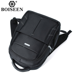 Boiseen Men's Laptop <b>Backpack</b> <b>Black</b> Waterproof Business Travel Shoulder Bag with Laptop Compartment Solid Color - Product Image 4