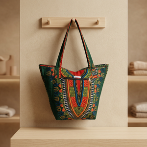 Bolso de Mano Informal con Flores Bohemias Indias Africanas, Bolso Dashiki, Bolso de Hombro, Bolso Tote, Bolso de Mano Johala de Algodón - Product Image 5