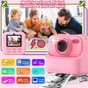 Cámara Instantánea para Niños, 1080P HD, Doble Lente, Selfie para Niñas y Niños, Regalos de Navidad y Cumpleaños, Pantalla Grande HD de 3.5 Pulgadas, Plástico - Product Image 4