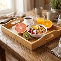 Plateau de service alimentaire avec poignées, plateau de lit pour petit-déjeuner, plateau à thé, plateau à collation, plateau de dîner, plateau de rangement décoratif pour la maison, plateau alimentaire, plateau pour ottoman, plateau de comptoir de cuisine