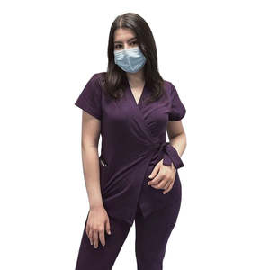 Ensemble de blouses médicales Yilong style enveloppant, col en V, taille ajustable, uniforme professionnel élégant pour infirmières - Product Image 5