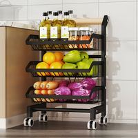 Chariot de rangement de cuisine pour fruits et légumes, multi-niveaux réglable, grande capacité, avec roulettes, organisateur de rangement, vente en gros d'usine