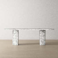 Table de salle à manger Kumusi Furniture en pierre craquelée effet encre claire italienne, grande table de salon simple blanche multi-lieu assis