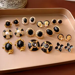 Fashion Jewelry Luxury High Grade Vintage Earring Black Enamel Silver Needle Medieval Love Earring Geometric Women Drop Earrings
