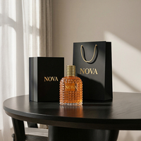 Flacon de parfum vide en verre fantaisie de qualité supérieure 50 ml 360 °   Flacon de parfum personnalisé en verre facetté pyramidal avec emballage en boîte