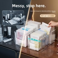 Boîte de rangement pour masques faciaux en acrylique empilable transparente avec séparateurs, design sans couvercle