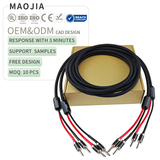 High Fidelity Banana One Pair OCC HIFI Speaker Cable 5N Silver Plated Audiophile Carbon Fiber Connectors for Studio Amplifiers