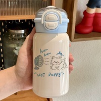 Tasse Thermos JM Cartoon Dog en Acier Inoxydable 316 pour Enfants, Mignonne, avec Tube d'Aspiration, Bouilloire 500ml, Isolation Thermique 6-12 Heures