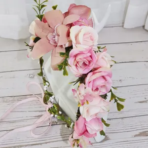 बोहेमियन बोहो फूल मुकुट पुष्पांजलि समुद्रतट हवाई पुष्प माला रोमांटिक गुलाब शादी पुष्पांजलि दुल्हन फूल मुकुट पार्टी
