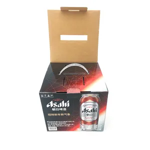 Aangepaste Kartonnen Kraft Houder 4 6 Pack Dranken Fles Drager Doos Golfkarton Bier Papier Doos Verpakking