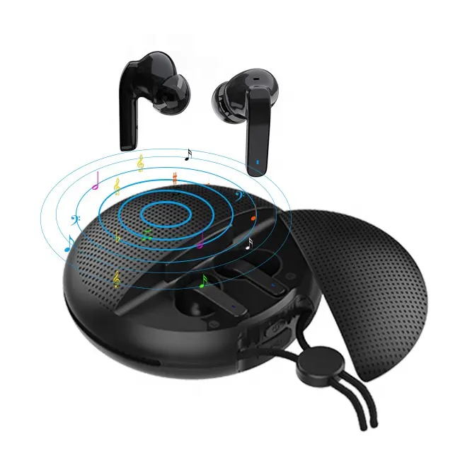 Portable 2 in 1tws earbuds with wireless charger bluetooth speaker mini wireless stereo small outdoor speaker bluetooth