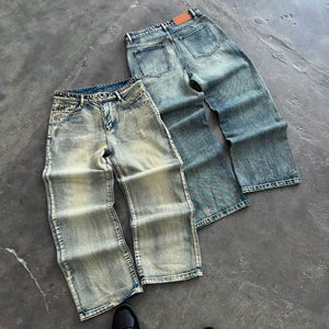Nuovi <span class=keywords><strong>Jeans</strong></span> Streetwear da Uomo in Denim Sbiadito e Baggy, Design alla Moda 2026, 100% Cotone Personalizzabile - Product Image 4