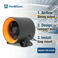 Ventilateur de gaine compact Hon&Guan 200 mm EC rond 8'' pour système hydroponique, projets CVC et ventilation commerciale