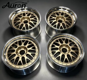 ล้อแม็กซ์อะลูมิเนียมอัลลอย Auron ขนาด 5.25x17 สีดำเงา พร้อมซี่ลวดสีแดง แบบ 2 ชิ้น สำหรับรถยนต์นั่งส่วนบุคคล ปรับปรุงตกแต่ง ล้อสีทอง - Product Image 1