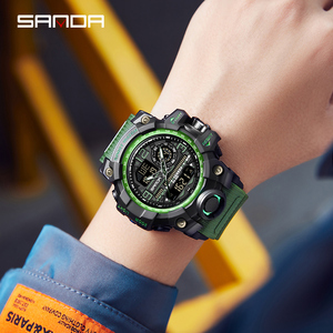 2024 orologio sportivo da uomo Sanda, <span class=keywords><strong>timer</strong></span> digitale impermeabile con allarme e schermo, quarzo, analogico, elettronico, 3133 - Product Image 6