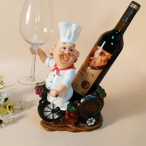 European high-end resin crafts happy chef creative goblet wine rack character decoration