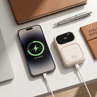 Batterie Li-polymère universelle portable haute capacité TDX TW61 à charge rapide sans fil 15W/20W, magnétique, type-C, avec affichage numérique