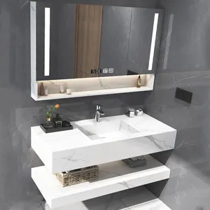 مراحيض حجرية معلقة على الحائط بتصميمات فنية فاخرة للمكياج ، خزانة حوض غسيل ، مرآة زينة عصرية بحوض ، أحواض حمام