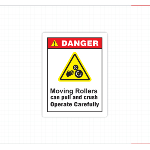Señal de Seguridad de Peligro por Rodillos Móviles y Piezas Giratorias, Adhesivo de Advertencia Industrial contra Riesgos de Tracción y Aplastamiento - Product Image 2