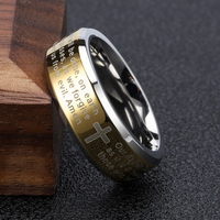 Bague plaquée personnalisée avec croix en or, laser, lettre de jésus chrétien, à la mode, poli, grands hommes, bagues personnalisées